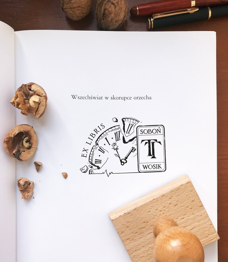 Custom Design of EX LIBRIS Wooden Stamp. Drawing according to Your Idea. Artistic Bespoke Stamp. Examples of made-to-order Design in Gallery image 8