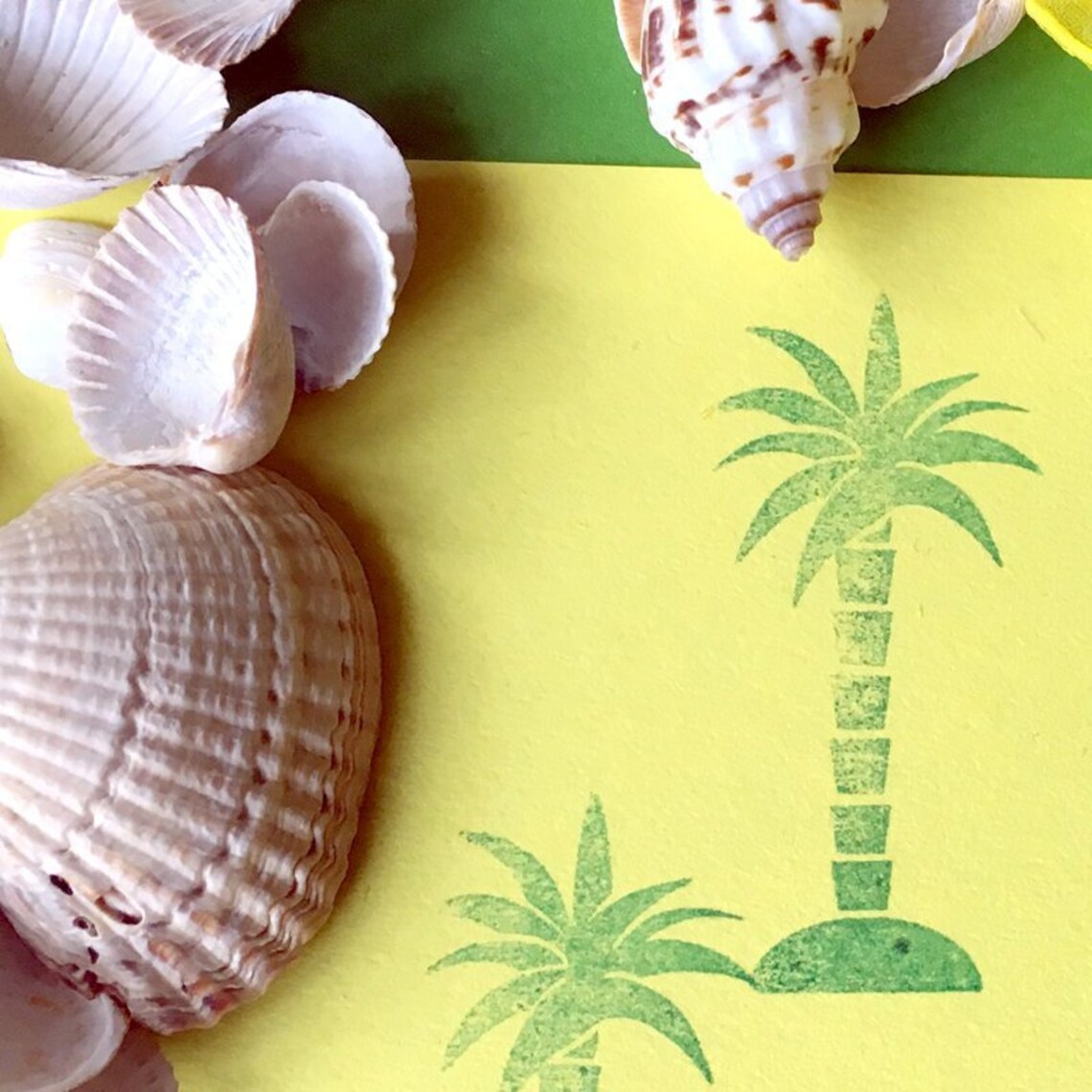 The coconut PALM tree rubber STAMP on a crafted wooden handle Etsy