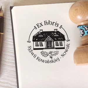 Vintage Mansion Personalized Wooden Stamp Custom Name Stamp Charming Personalized House Stamp for Orders image 1