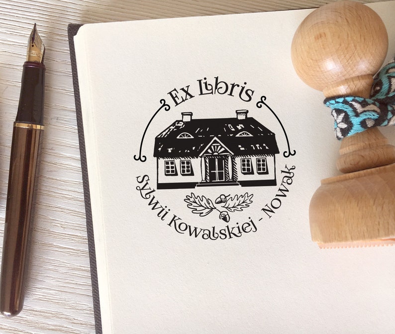 Vintage Mansion Personalized Wooden Stamp Custom Name Stamp Charming Personalized House Stamp for Orders image 1