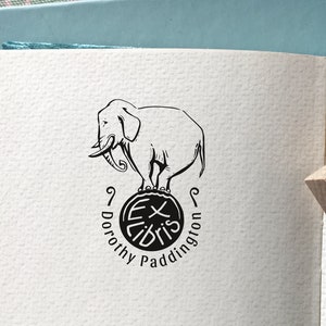 CIRCUS OLIFANT Gepersonaliseerde Ex Libris Houten Stempel - OLIFANT Ontwerp Stempel - Circus vintage Bookplate Stempel - Toegewijde Ex Libris Stempel