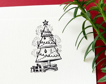 CHRISTMAS TREE wooden stamp - Christmas decoration stamp - Perfect for Christmass Cards, letters and present's tag