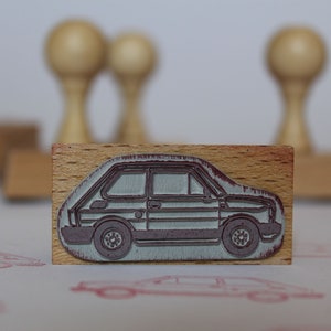 Car rubber stamp FIAT 126p. Vintage car stamp. Craft old car wooden stamp. Car Stamp for party. Card making. Scrapbooking auto stamp. image 4