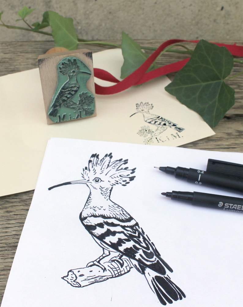 Custom Design of EX LIBRIS Wooden Stamp. Drawing according to Your Idea. Artistic Bespoke Stamp. Examples of made-to-order Design in Gallery image 3