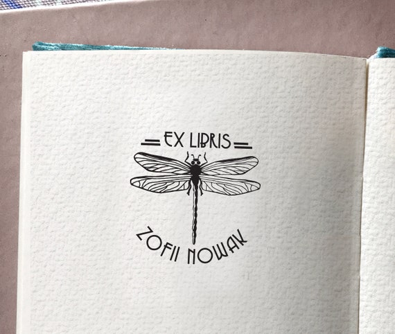 DRAGONFLY Personalised Ex Libris Book Stamp. Art Deco Design. Gift for  Teacher. Personalisation Inluded. Exlibris Personalized Stamp 