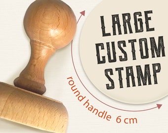 Large Custom LOGO Stamp. Business Wooden Stamp. BRAND rubber stamp. BIG Round Custom Stamp with your Design. Custom Wooden Handle