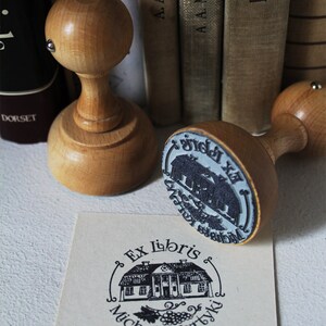 Vintage Mansion Personalized Wooden Stamp Custom Name Stamp Charming Personalized House Stamp for Orders image 3