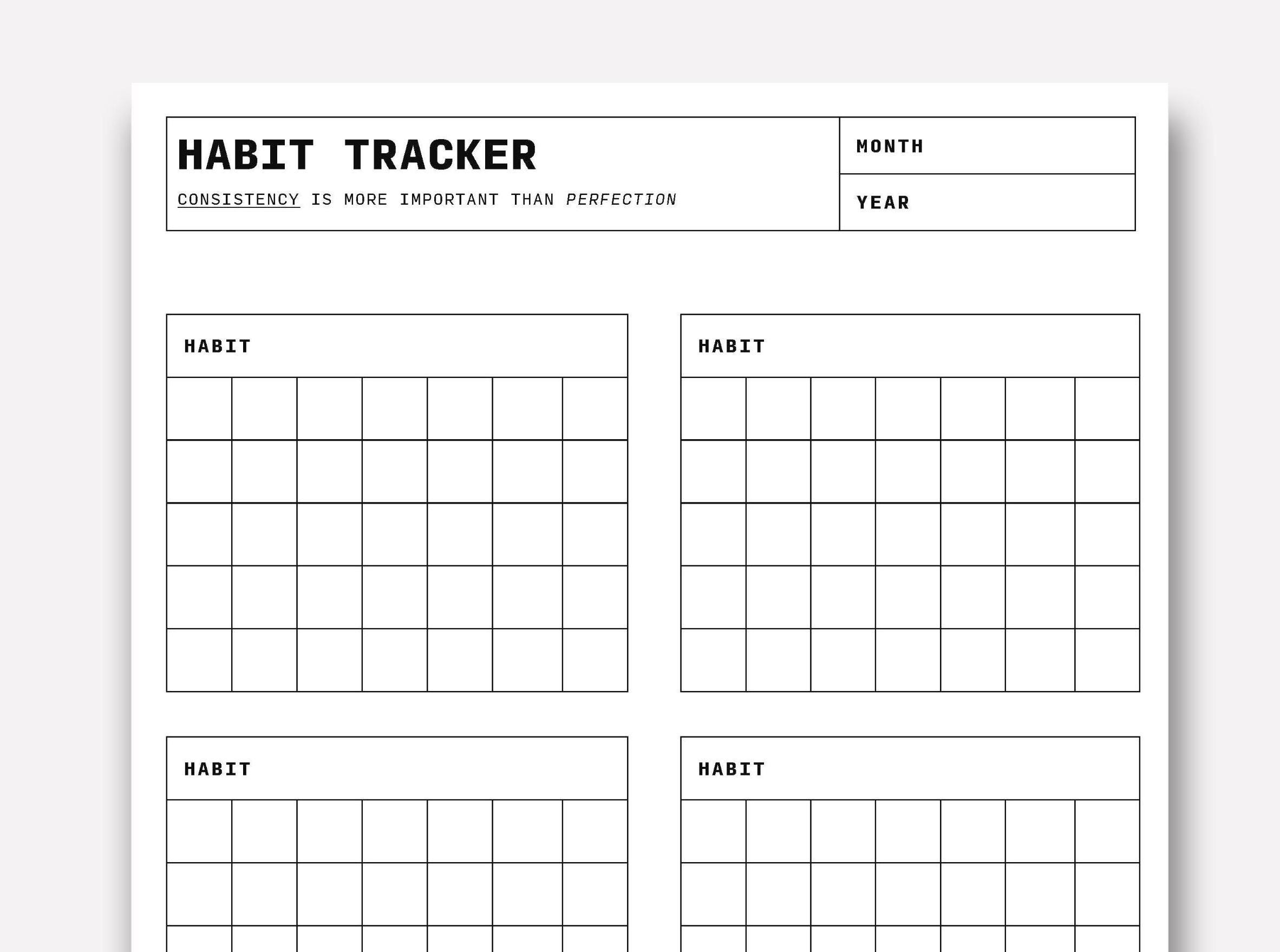 Minimalist Daily Habit Tracker | Printable | A3, A4, A5 - Etsy