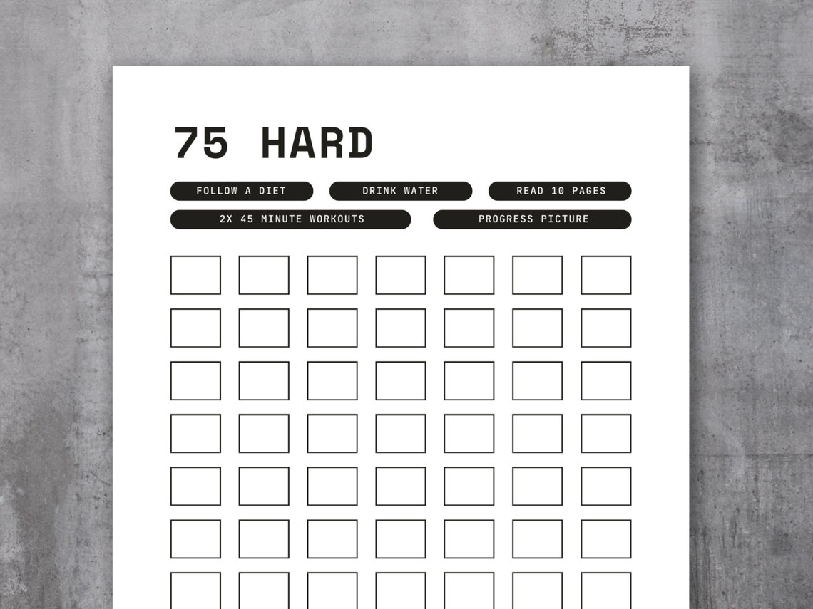 75 Hard Challenge Tracker 75 Day Challenge 75 Soft Challenge 75 Hard