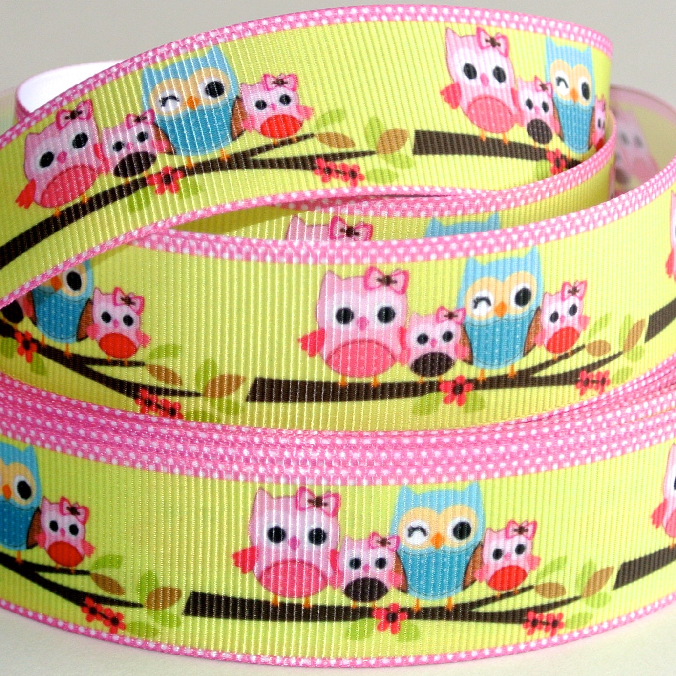 1 Owl Family Grosgrain Ribbon 2 3 or 5 yards Etsy