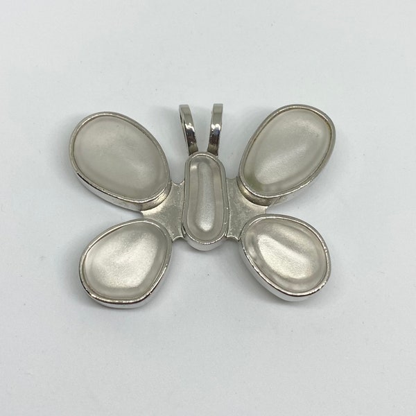 Vintage Rebecca Collins Butterfly Pendant Clip - silver tone with frosted resin