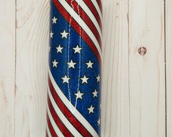 American Flag Tumbler | Flag Tumbler| 4th of July Tumbler| Red White and Blue Tumbler | Glitter Flag Tumbler