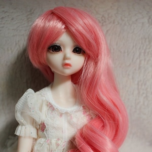 1/3 1/4 BJD Wig Pink Wavy Hair curly Wigs For 8-9&quot; 7-8&quot; Bjd MSD SD Doll