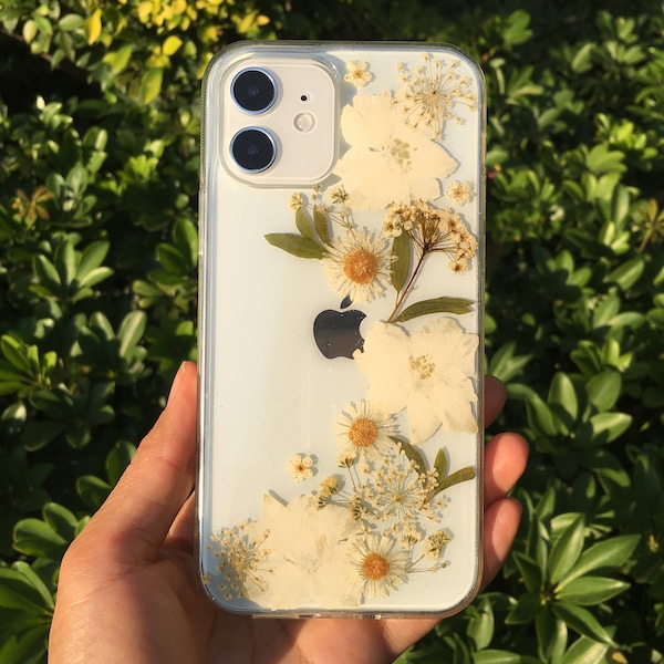 Handmade real dried pressed flower phone case, iphone 7 8 plus x xr xs 11 12 pro max case, samsung galaxy s8 s9 s10 s20 note 9 10 plus case