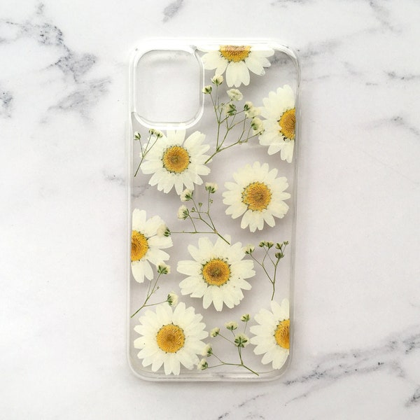 Pressed flower daisy clear phone case google pixel 4 case google pixel 3 case pixel 3a case pixel 5 google pixel 2 xl case pixel 4a xl