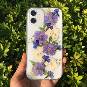Handmade real dried pressed flower phone case, iphone 7 8 plus x xr xs 11 12 pro max case, samsung galaxy s9 s10 s20 fe note 9 10 plus case