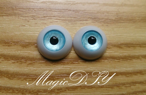 14mm Hand Made BJD Doll Eyes Pearlized Blue Acrylic Half Ball