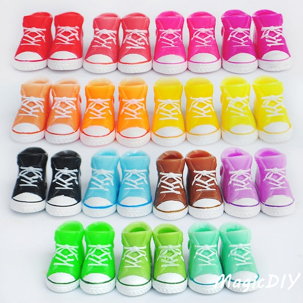 Cute Doll Shoes Sneakers for 1/6 Dolls, Blythe,KURHN,Licca,Azone,Momoko - Doll Making Accessories upto 3.3 cm feet 15 colors