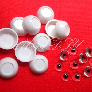 BJD DIY blank acrylic eyes half ball with black pupils 8mm 10mm 12mm 14mm 16mm 18mm 20mm 22mm 24mm 26mm(1 pair)