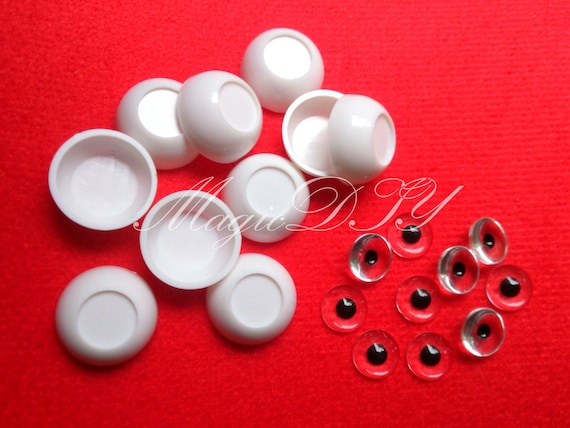 12mm BJD DIY blank acrylic eyes half ball with black pupils 1 Pair