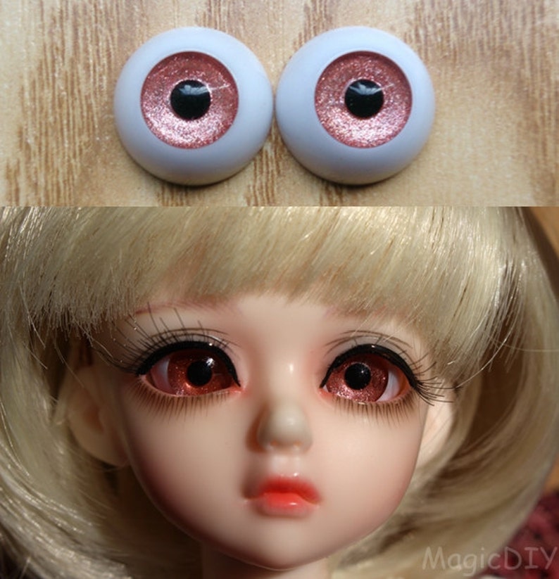 12mm Hand Made BJD Doll Eyes Pearlized Orange Acrylic Half Ball