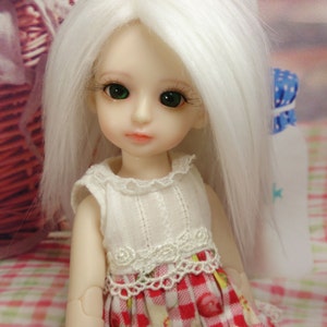BJD doll wig fabric fur Pure White bjd wig bjd hair for 1/12 1/8 1/6 bjd dolls 3-4",4-4.5",5-6",6-7"