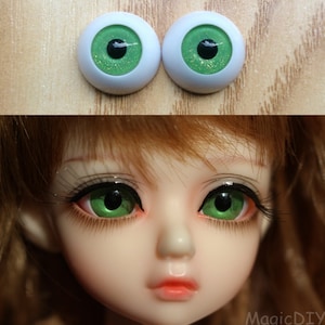 Hand Made BJD Doll Eyes Glitter Green Acrylic Half Ball 8mm 10mm 12mm 14mm 16mm 18mm 20mm 22mm 24mm 26mm