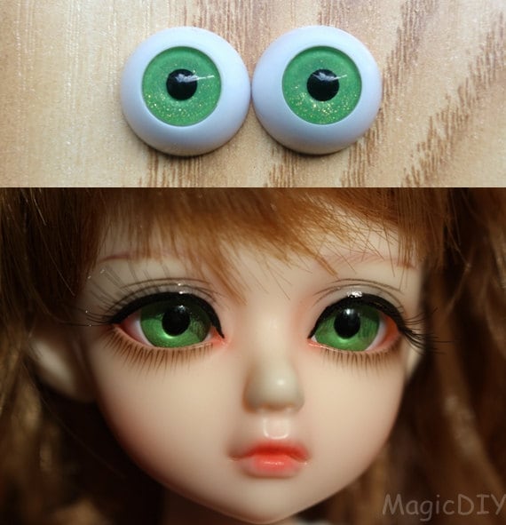 22mm Hand Made BJD Doll Eyes Pearlized Green Acrylic Half Ball