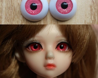 Hand Made BJD Doll Eyes Glitter Pink Acrylic Half Ball 8mm 10mm 12mm 14mm 16mm 18mm 20mm 22mm 24mm 26mm