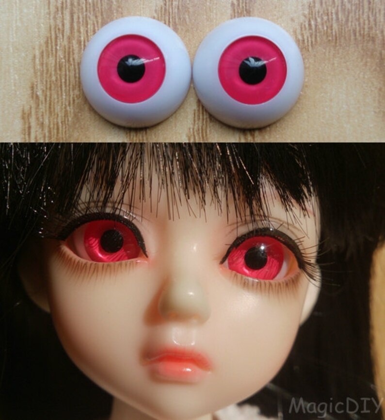 26mm Hand Made BJD Doll Eyes Pearlized Orange Acrylic Half Ball
