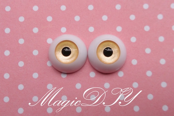 26mm Hand Made BJD Doll Eyes Pearlized Orange Acrylic Half Ball