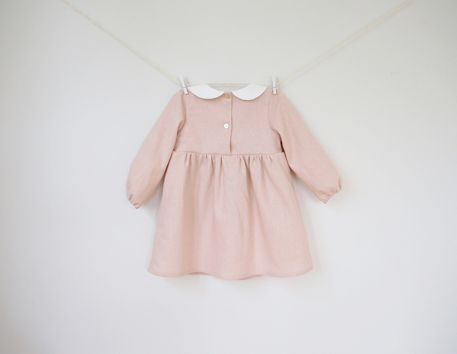 Baby Girl Linen Dress Girl Toddler Dress Peter Pan Collar Etsy