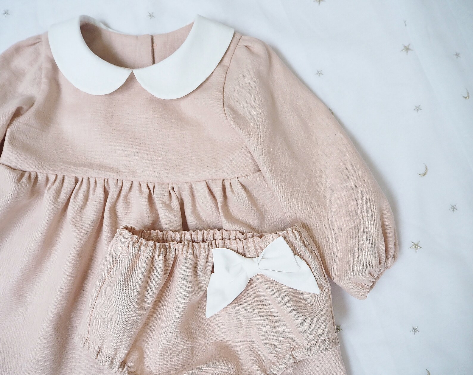 Baby Girl Linen Dress Girl Toddler Dress Peter Pan Collar Etsy