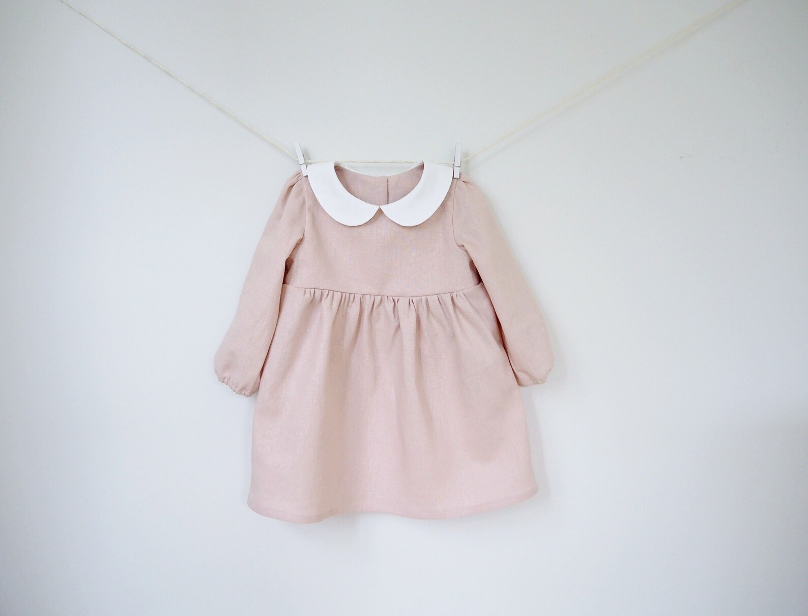 Baby Girl Linen Dress Girl Toddler Dress Peter Pan Collar Etsy