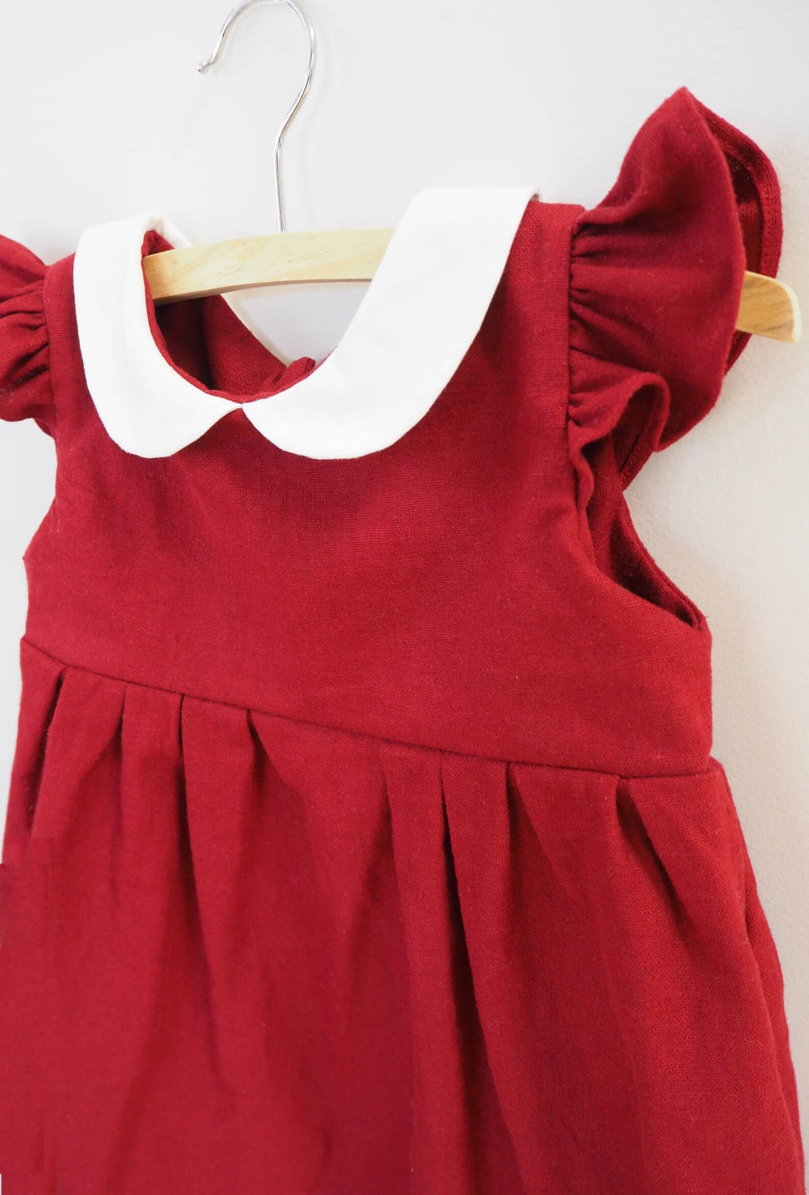 Baby Christmas Dress Baby Linen Dress Baby Girl Red Dress Etsy