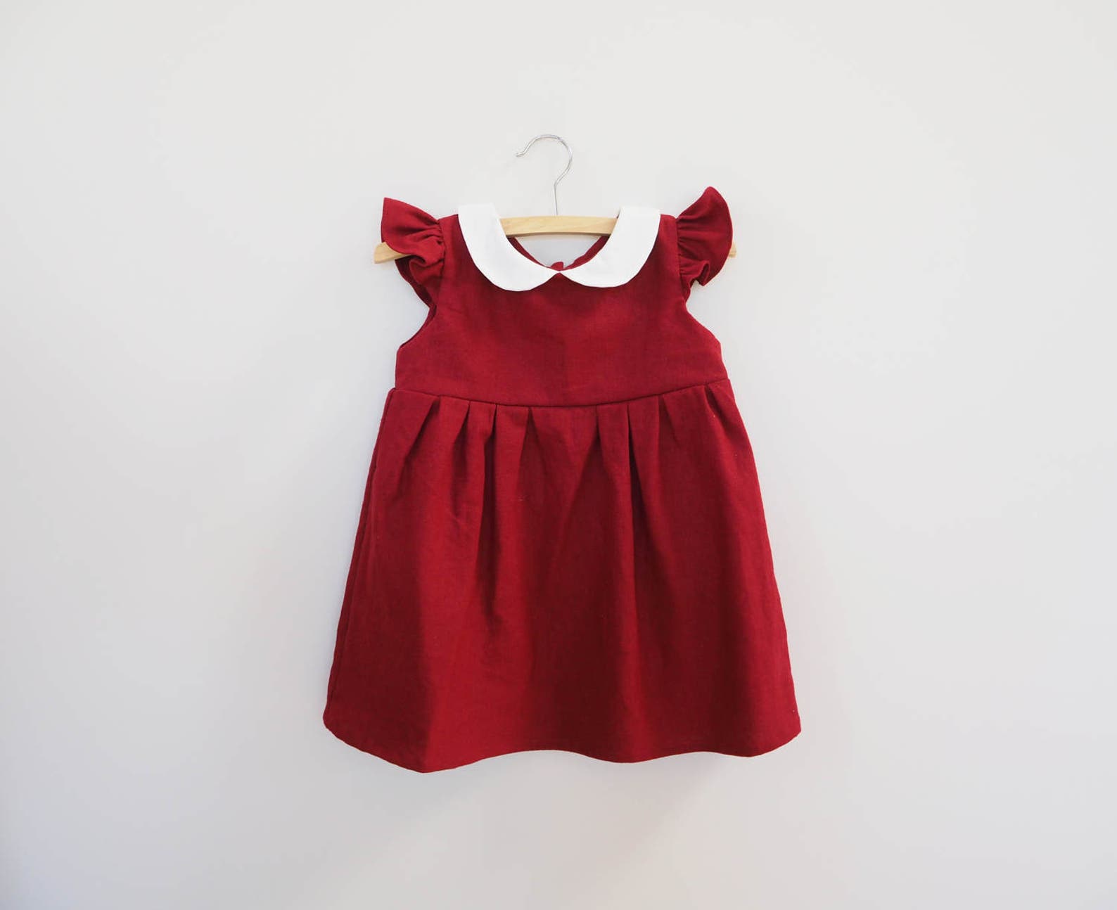 Baby Christmas Dress Baby Linen Dress Baby Girl Red Dress Etsy