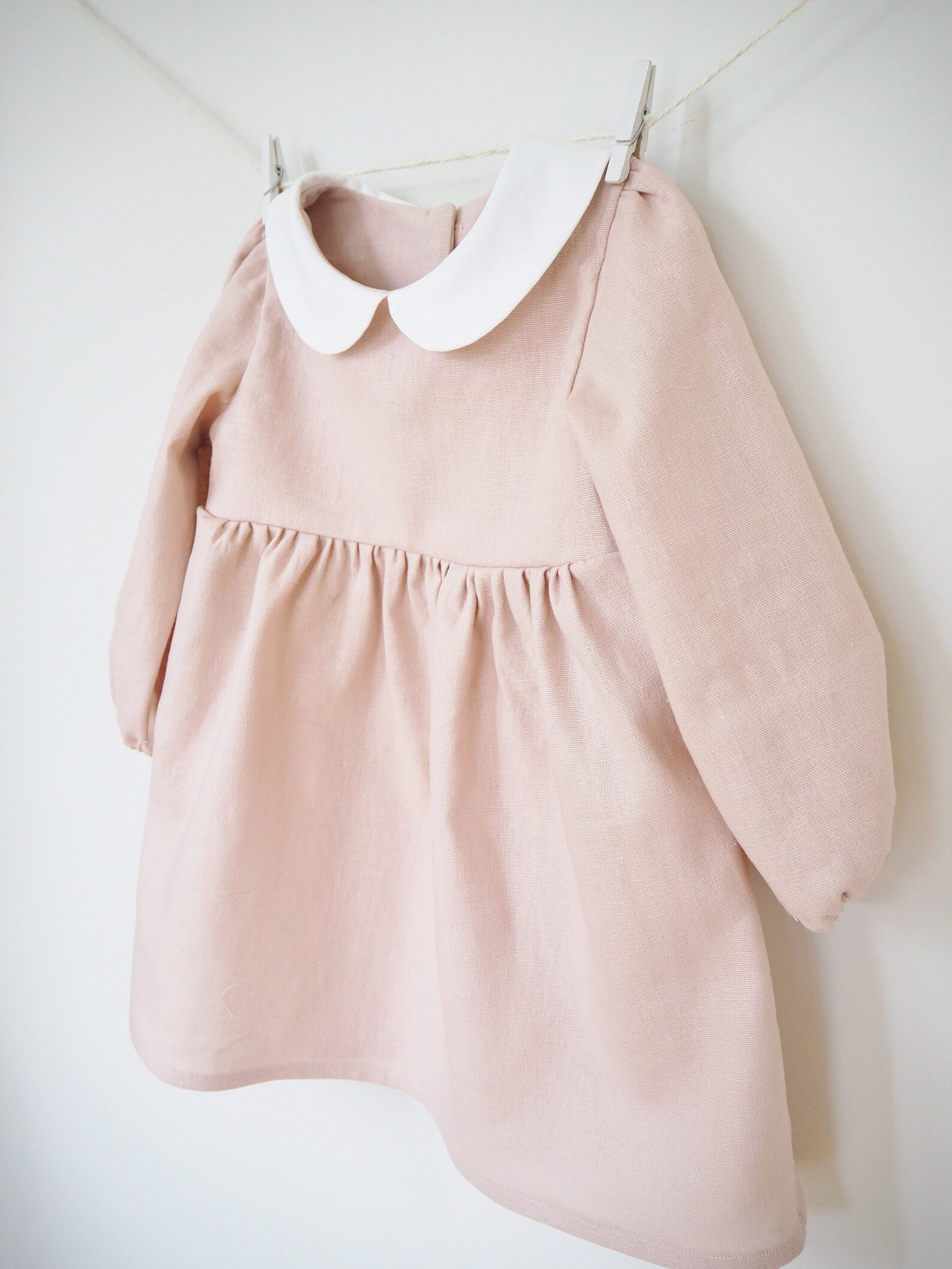 Baby Girl Linen Dress Girl Toddler Dress Peter Pan Collar Etsy