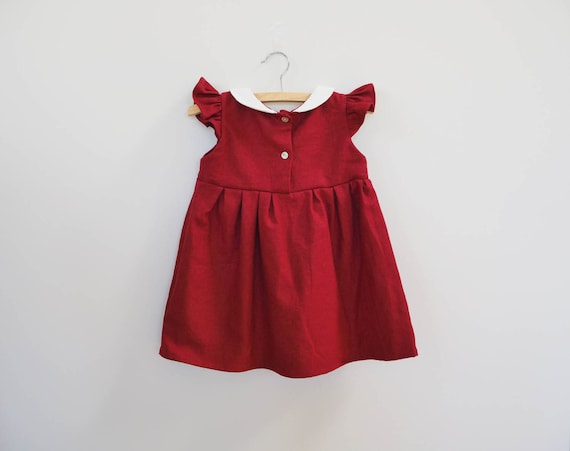 Babys Mädchen Kleinkind Lange Ärmel Baumwolle Leinen Vintage Party Kleid Kleid