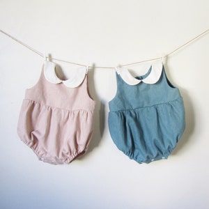 Luli & Me Baby Boys Stitched Collar Cord Romper - Teal Green