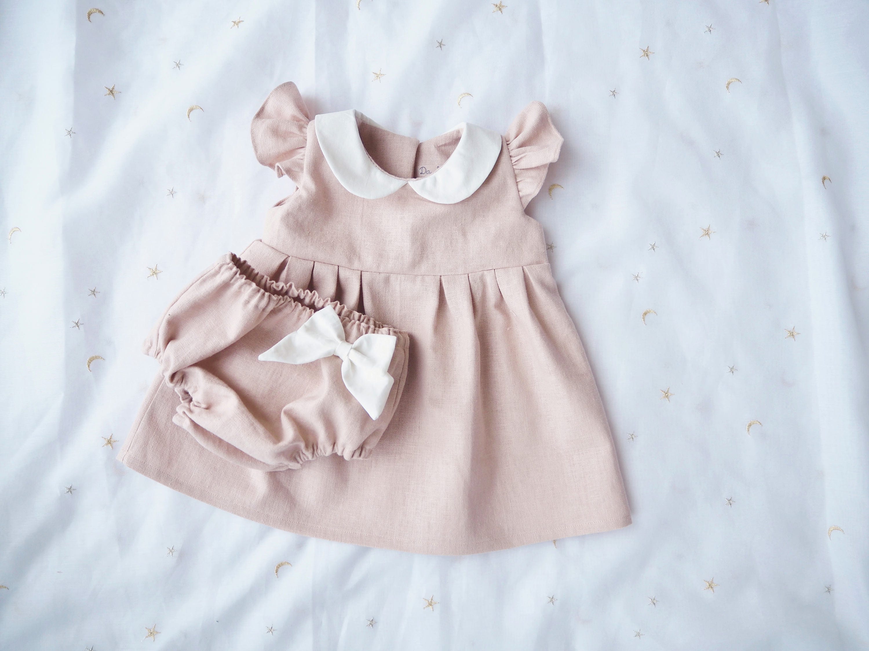 Baby Easter Dress Baby Linen Dress Bloomer Set for Girl Baby Etsy