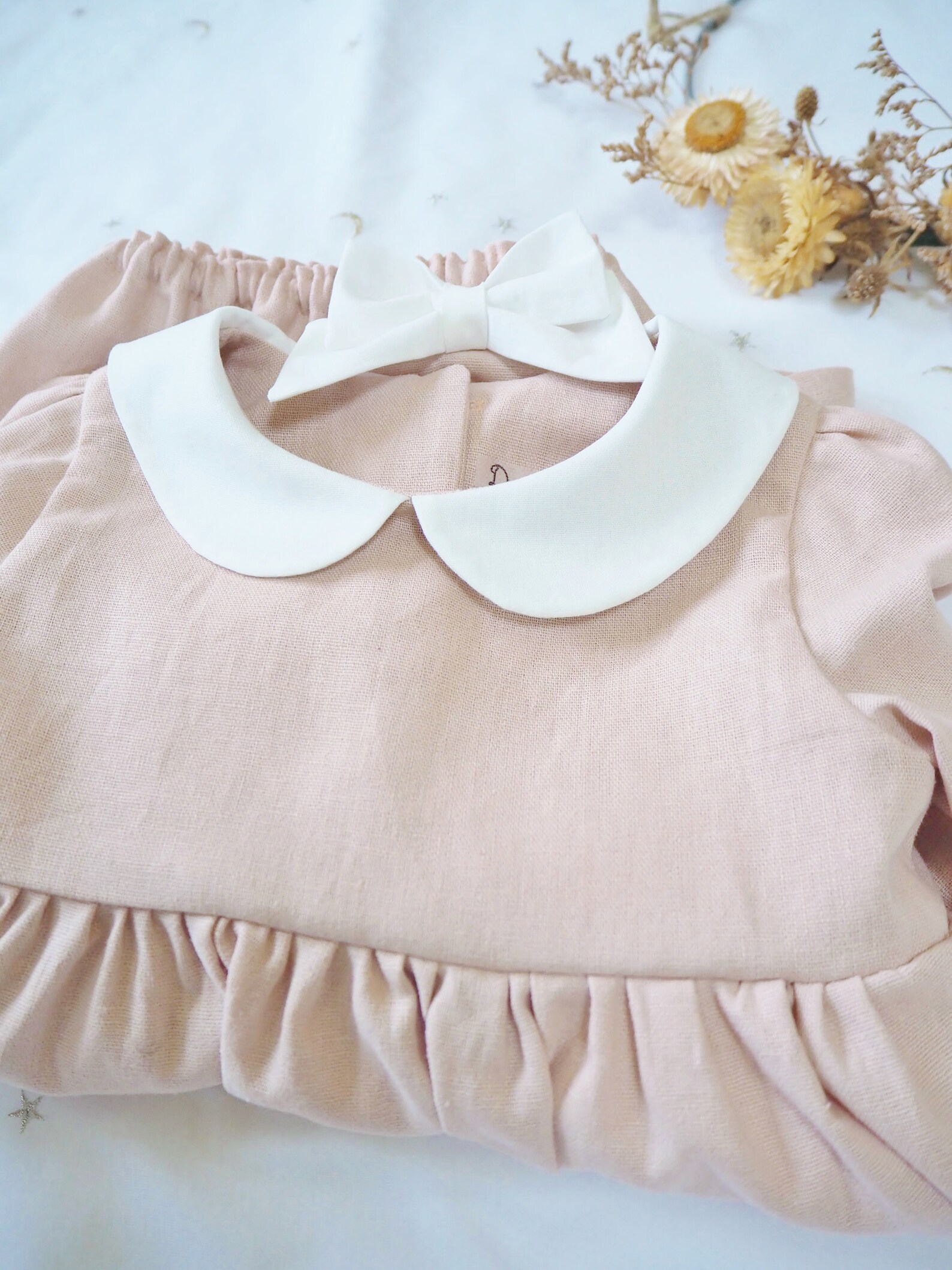 Baby Girl Linen Dress Girl Toddler Dress Peter Pan Collar Etsy