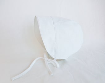 White Bonnet for Baptism Christening Baby , White Baby bonnet, linen hat, Baby Sunbonnet, Baby Sunhat, Newborn outfit, Newborn hat, Handmade