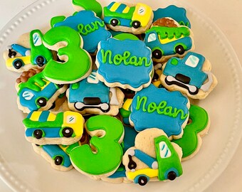 2 Dozen Mini Construction Theme Decorated Cookies Set