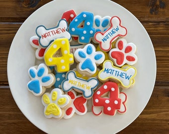 2 Dozen Mini Paw Patrol Birthday Decorated Cookies