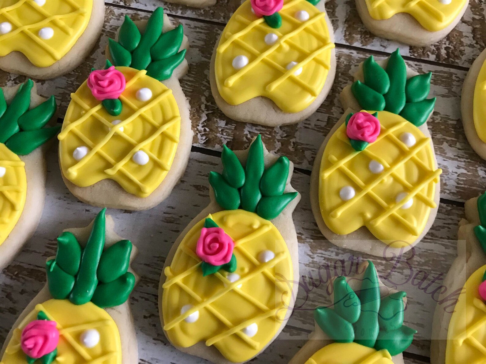 2 Dozen Mini Pineapple Decorated Cookies Set Etsy