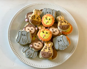 2 Dozen Safari/ Jungle Animal Theme Decorated Cookies Set