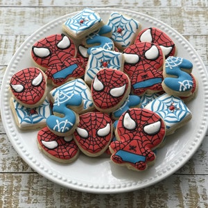 Mini Spider-Man Birthday Decorated Cookies