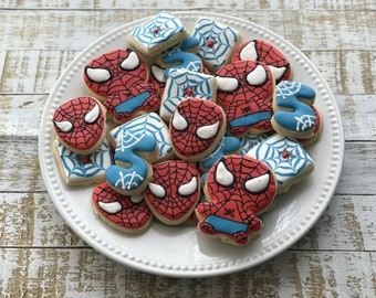 2 Dozen Mini Spider-Man Birthday Decorated Cookies