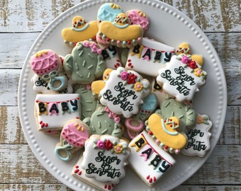 Mini Fiesta Gender Reveal Decorated Cookies
