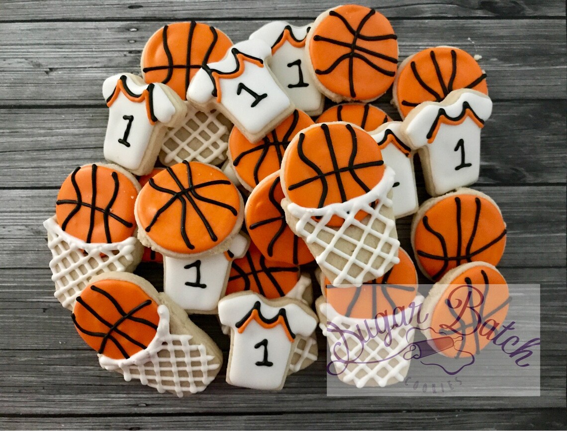 2 Dozen Mini Basketball Decorated Cookies Set Etsy